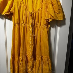 Sunny Yellow Button-Front Dress